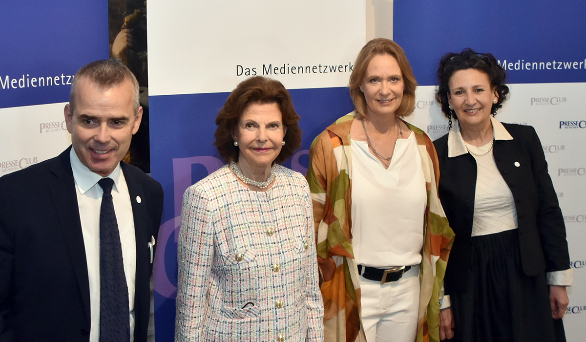 PresseClub-Gespräch mit Ihrer Majestät Königin Silvia von Schweden. Foto: Johann Schwepfinger.